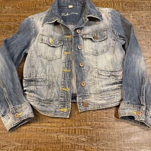 Girls Jean Denim Riders Vintage Jacket Spring Medium Distressed 10